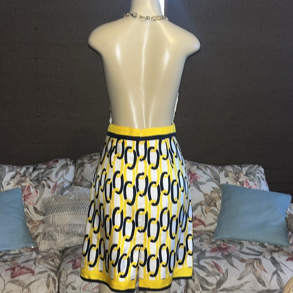Milly 100% Silk Chain Link Halter Navy & Yellow - Picture 8 of 11